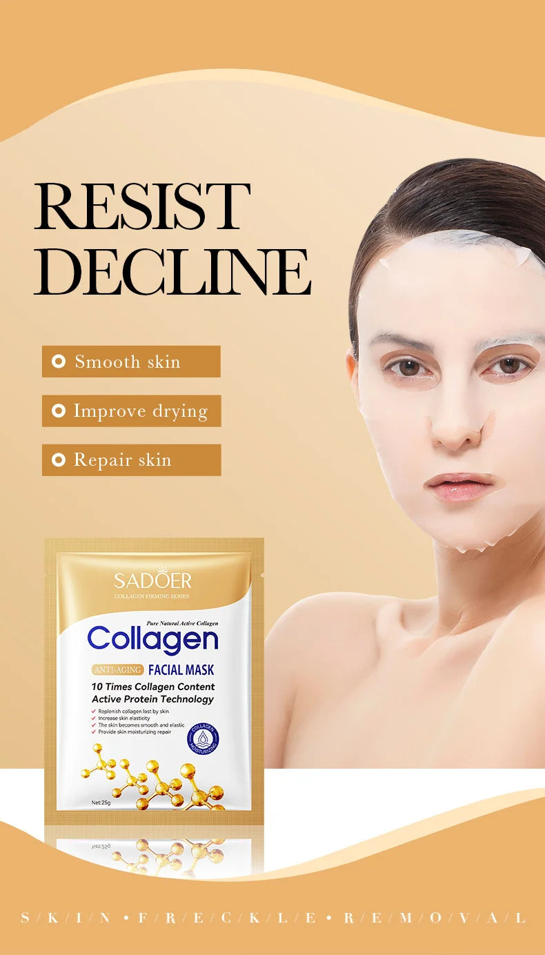 Masque Visage Collagène 10 pcs – Anti‑Rides, Éclat & Fermeté Coréens
