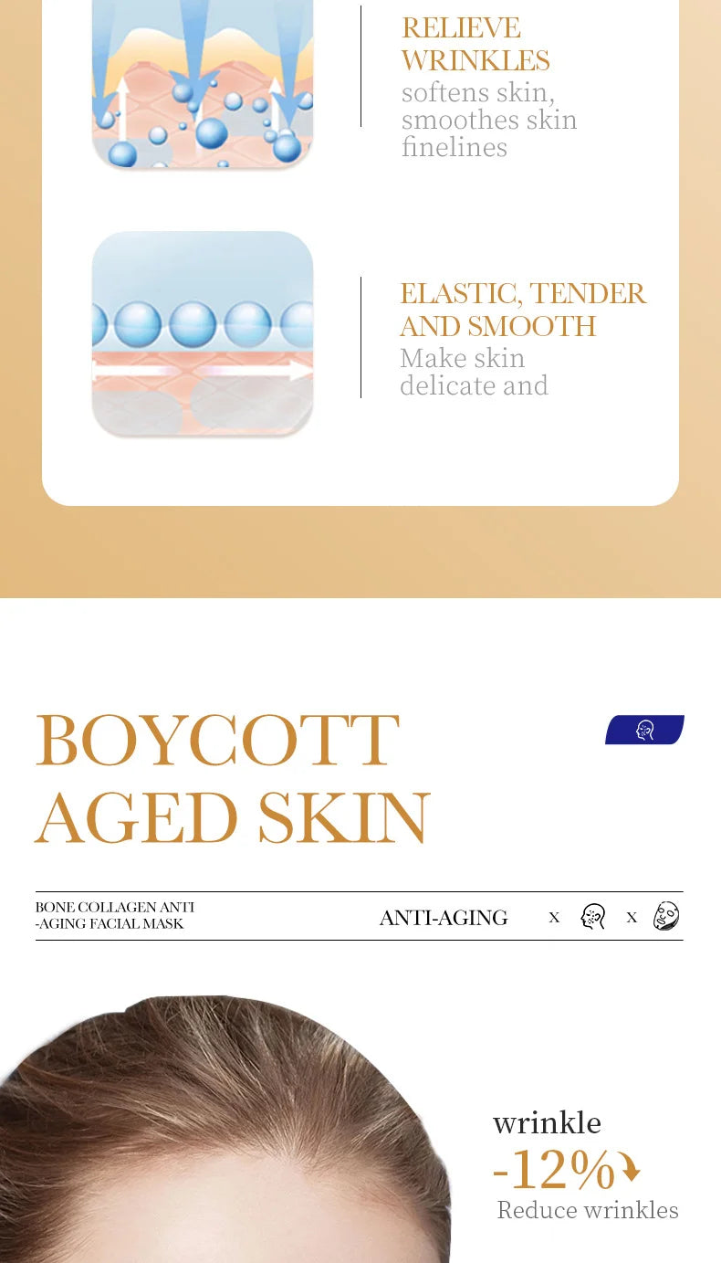 Masque Visage Collagène 10 pcs – Anti‑Rides, Éclat & Fermeté Coréens