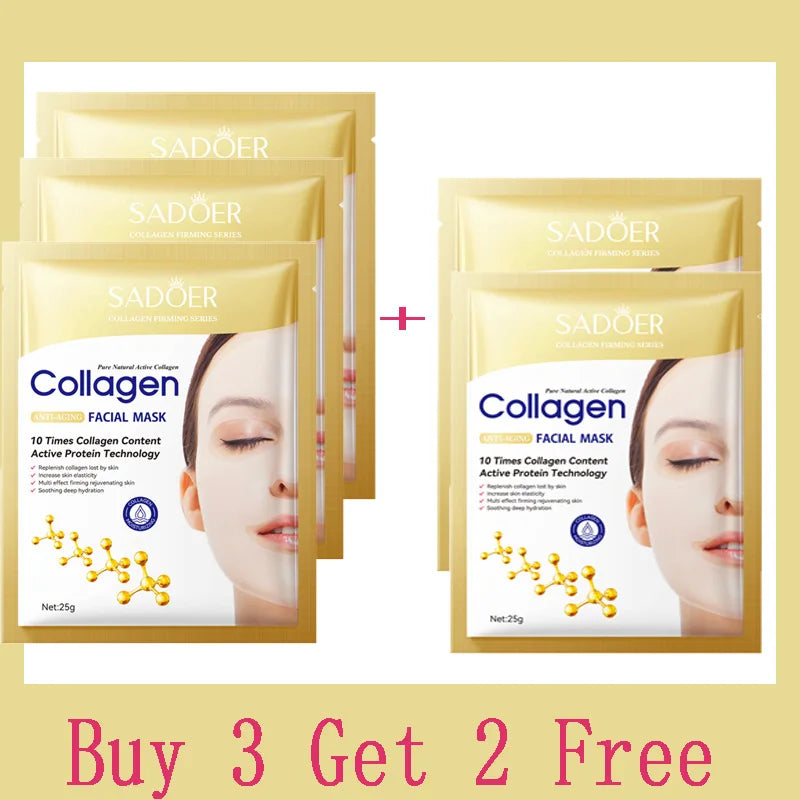 Masque Visage Collagène 10 pcs – Anti‑Rides, Éclat & Fermeté Coréens