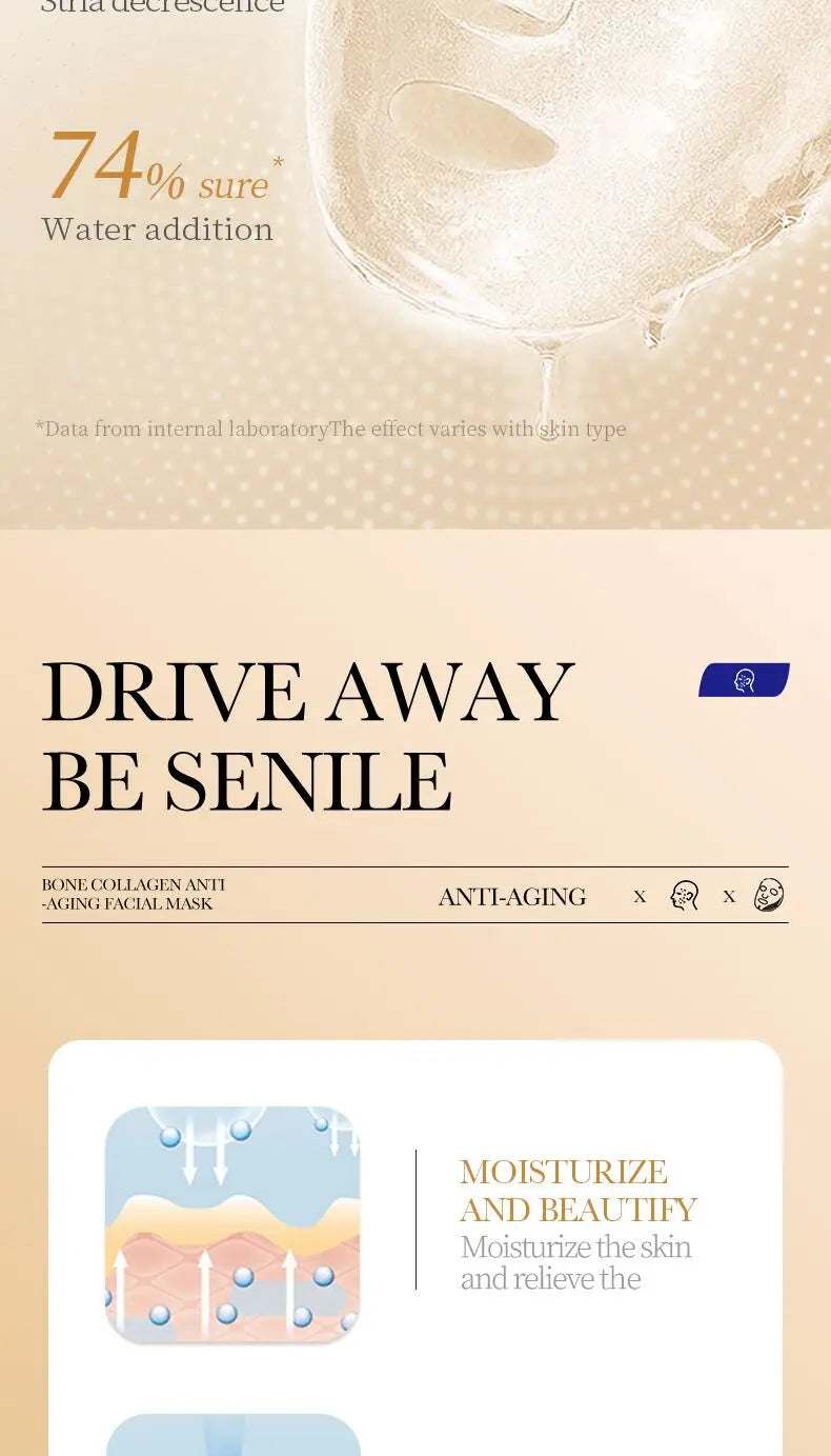 Masque Visage Collagène 10 pcs – Anti‑Rides, Éclat & Fermeté Coréens