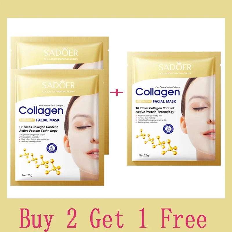 Masque Visage Collagène 10 pcs – Anti‑Rides, Éclat & Fermeté Coréens