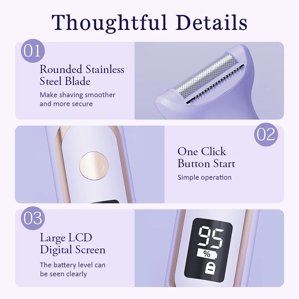 Rasoir Électrique 5 en 1 Femme – Épilateur Rechargeable et Indolore