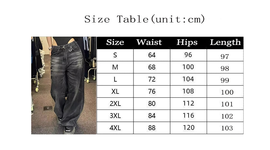 Jean Large Vintage Noir – Taille Haute & Style Streetwear