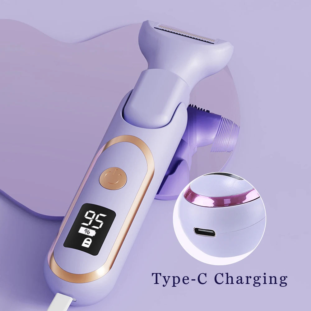 Rasoir Électrique 5 en 1 Femme – Épilateur Rechargeable et Indolore